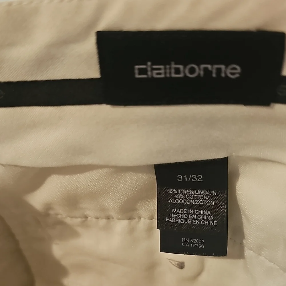 Claiborne Men's Cream 54% Linen 45% Cotton Dress Pants Size 31/32